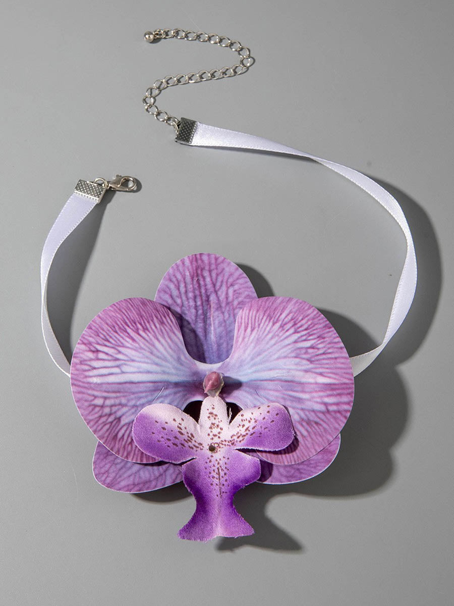 Three-Dimensional Flower Solid Color Flower Shape Necklaces Accessories