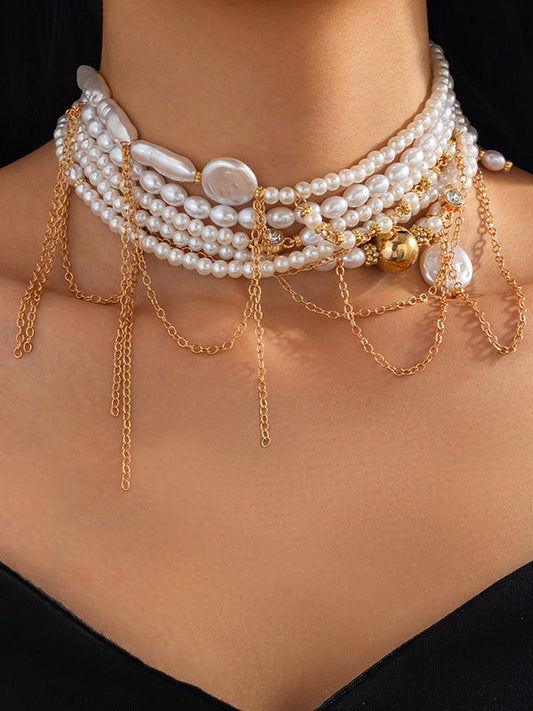 Geometric Layered Tasseled Necklaces Accessories