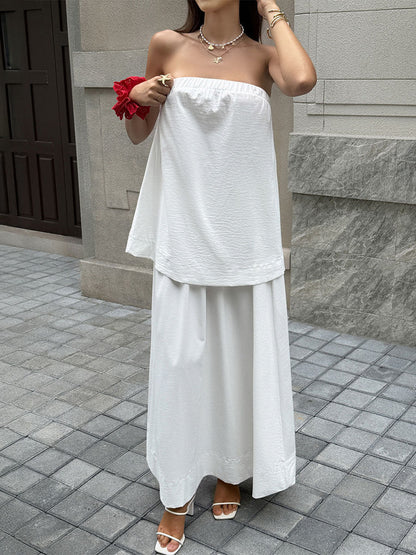 Loose Sleeveless Elasticity Solid Color Tube Suits