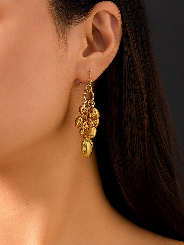 Chains Geometric Heart Shape Drop Earrings