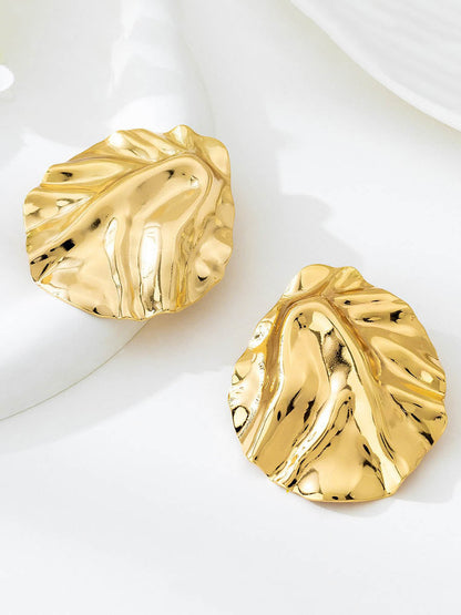 Geometric Pleated Shiny Earrings Accessories