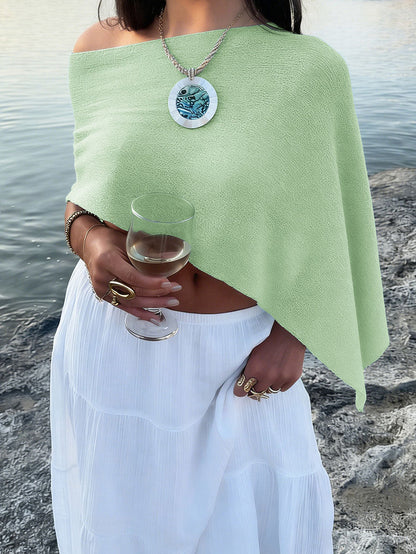 Irregularity Loose See-Through Solid Color One-Shoulder Cape