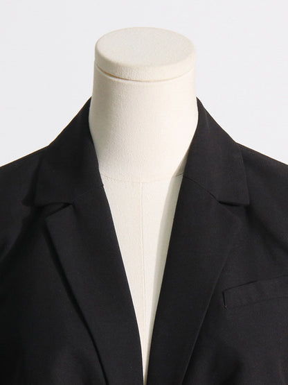 Long Sleeves Loose Hollow Knot Solid Color Notched Collar Blazer