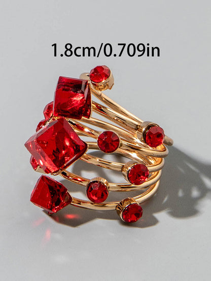 Geometric Rhine Stones Rings Accessories