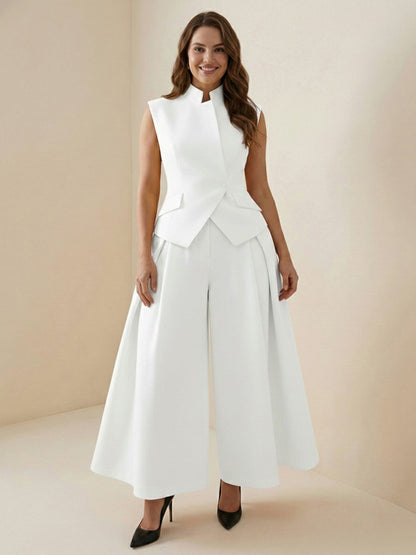 High Waisted Loose Pleated Solid Color Split-Joint Pants