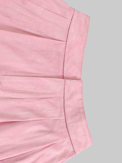 High Waisted Elasticity Pleated Pockets Solid Color Skirts Bottoms