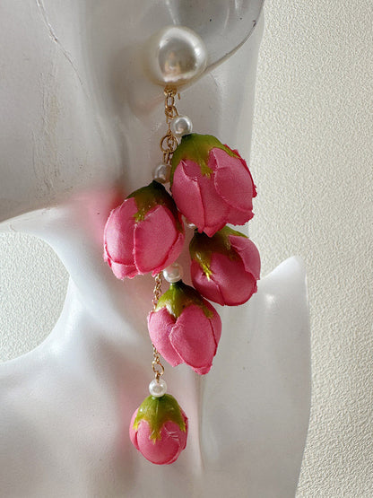 Tasseled Flower Shape Drop Earrings