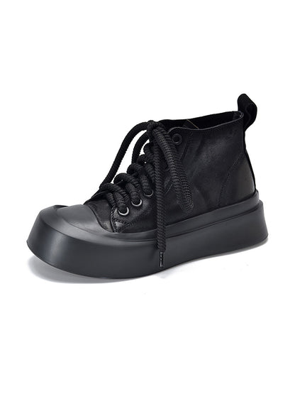 Cow Leather Tied Boots