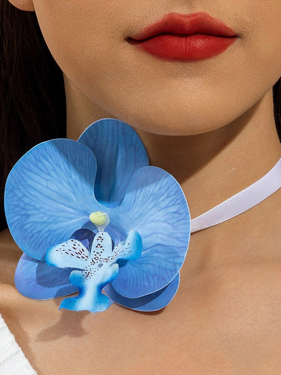 Three-Dimensional Flower Solid Color Flower Shape Necklaces Accessories