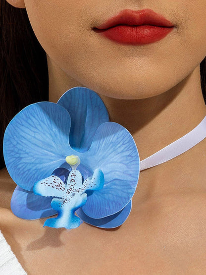 Three-Dimensional Flower Solid Color Flower Shape Necklaces Accessories