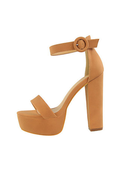 Buckle Peep-Toe Split-Joint Pumps Sandals