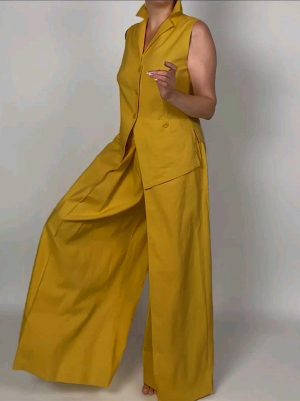 Loose Wide Leg Pockets Solid Color Pants Trousers