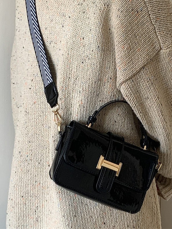 Belt Buckle Shiny Split-Joint Bags Crossbody Bags Handbags