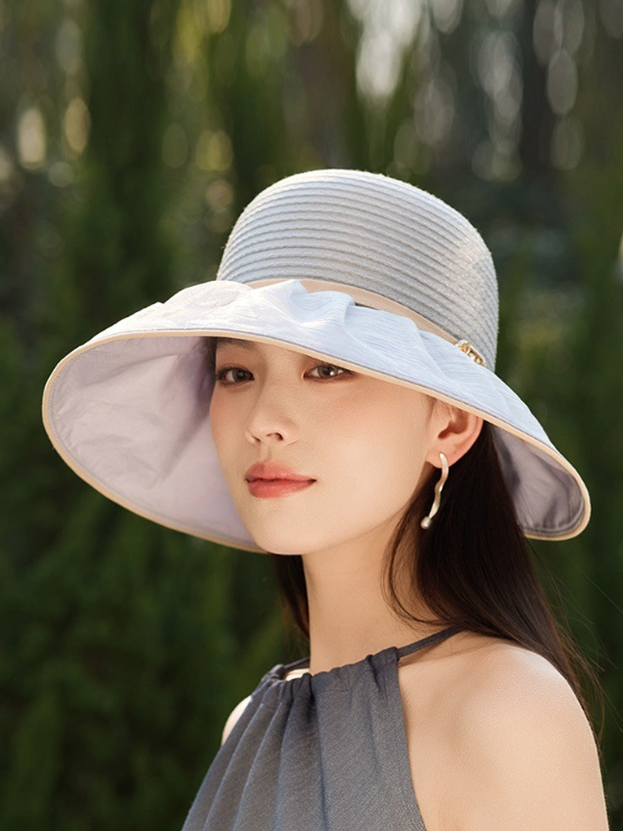 Women Summer Casual Beathable Sunproof Bow Hat