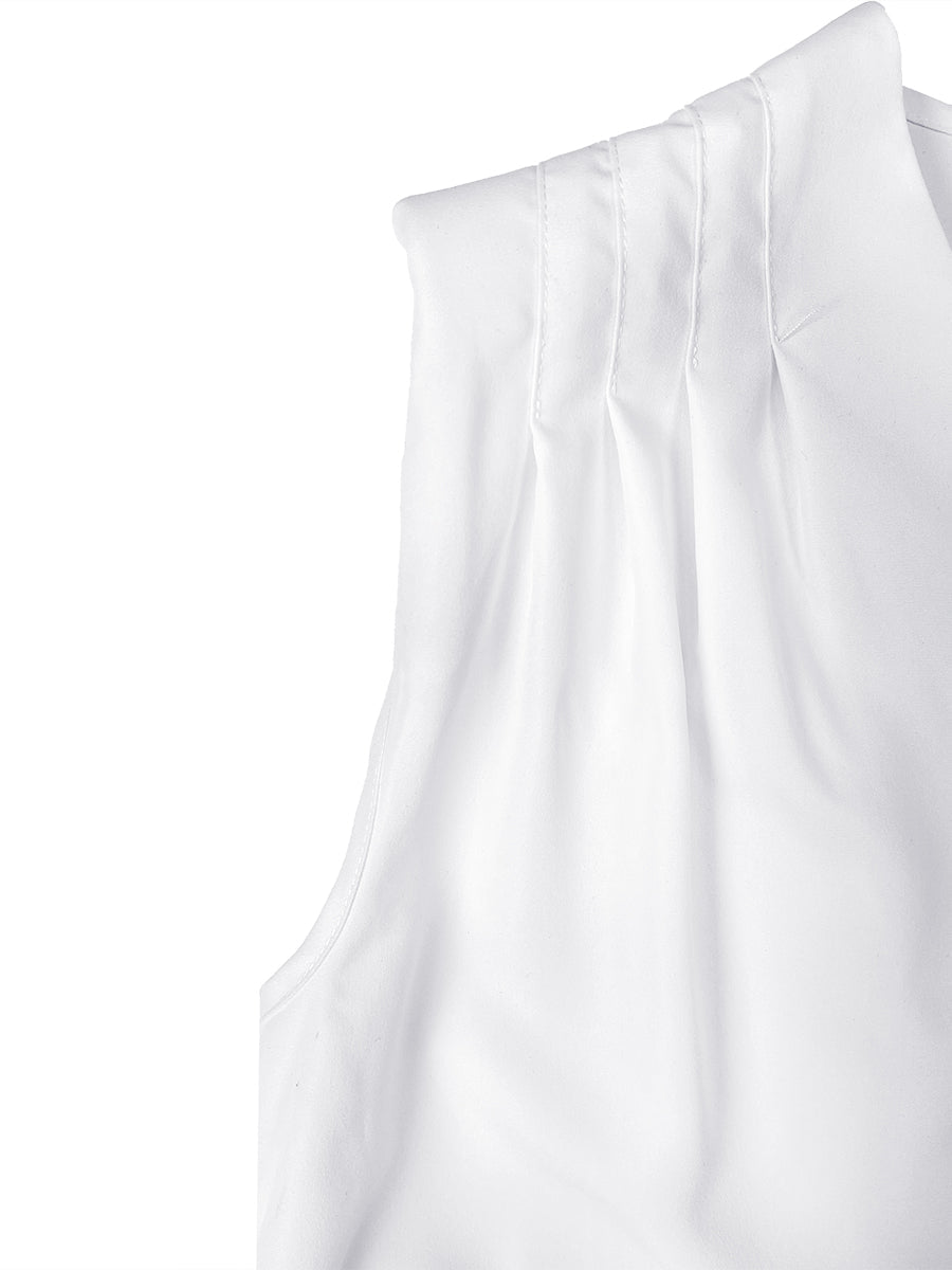High-Low Loose Pleated Ruffled Solid Color Deep V-Neck Mini Dresses