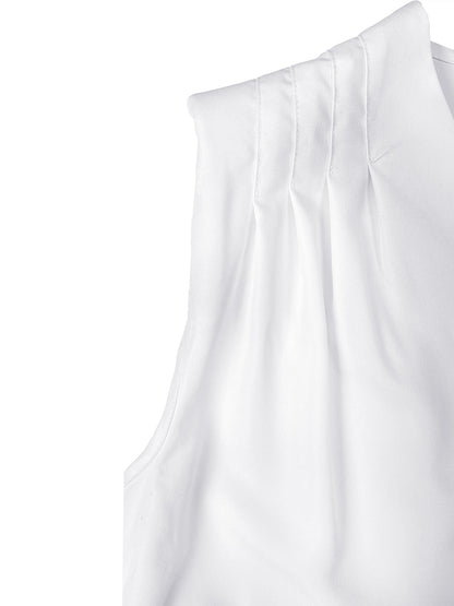 High-Low Loose Pleated Ruffled Solid Color Deep V-Neck Mini Dresses