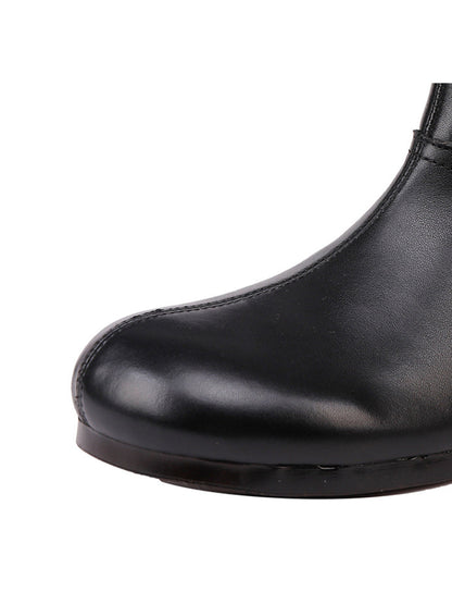 Women Vintage Genuine Leather Flat Ankle Boots