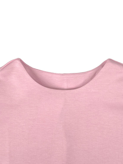Cap Sleeve Loose Solid Color Round-Neck Blouses&Shirts Tops