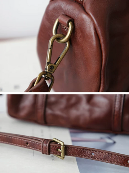 Crinkled Leather Mini Handbag Crossbody Bag