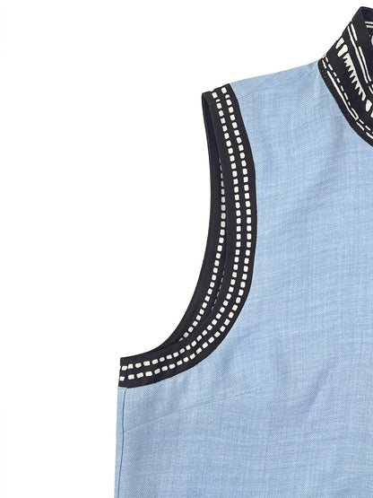Sleeveless Wide Leg Pockets Solid Color Zipper Stand Collar Jumpsuits