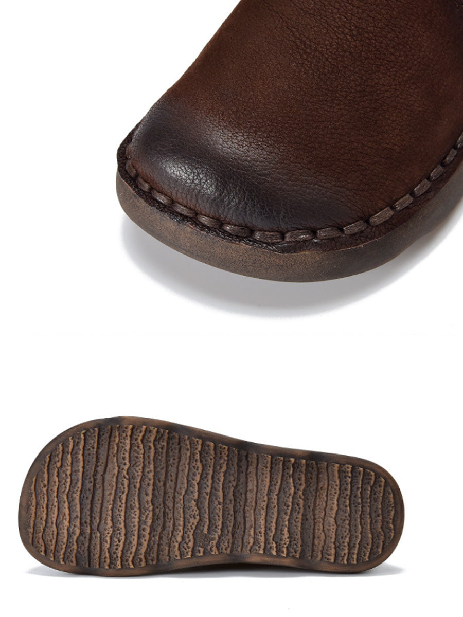 Women Winter Leather Spliced Ankle Boots