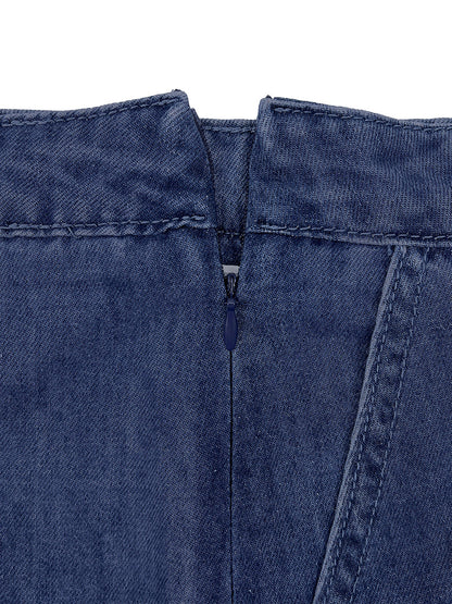 Loose Wide Leg Contrast Color Pockets Jean Pants Bottoms