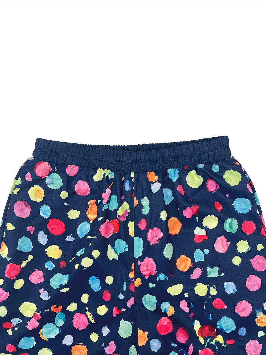 High Waisted Wide Leg Contrast Color Elasticity Pockets Polka Dot Pants Trousers