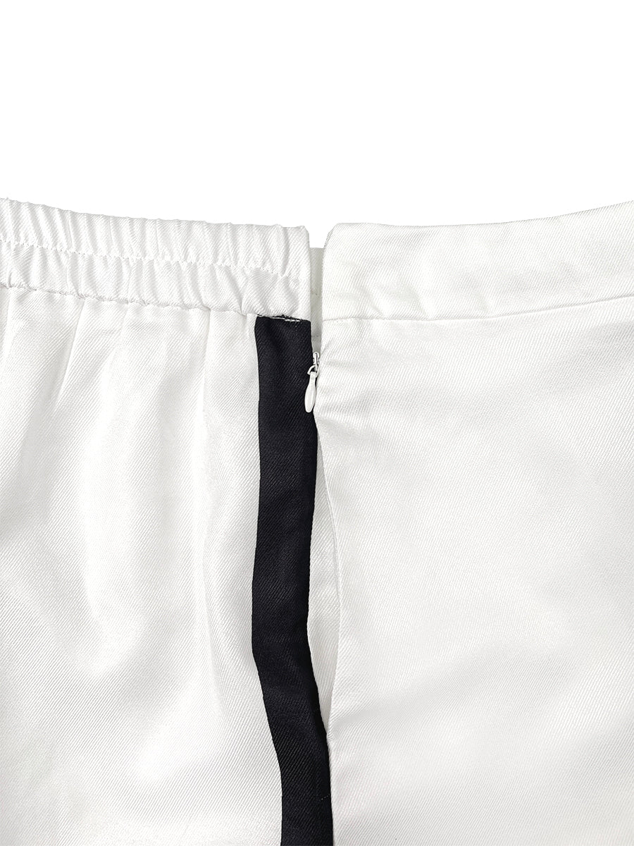 High Waisted Wide Leg Contrast Color Pockets Pants Trousers