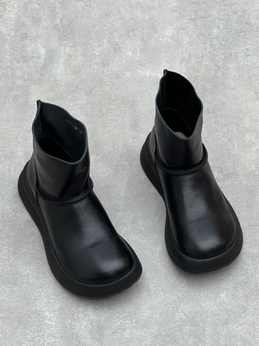 Women Vintage Soft Genuine Leather Platform Boots