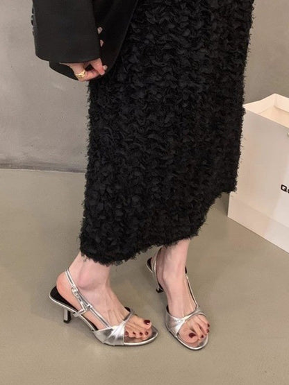 Belt Buckle Open Toe Peep-Toe Split-Joint Pumps Sandals Sling Shoes