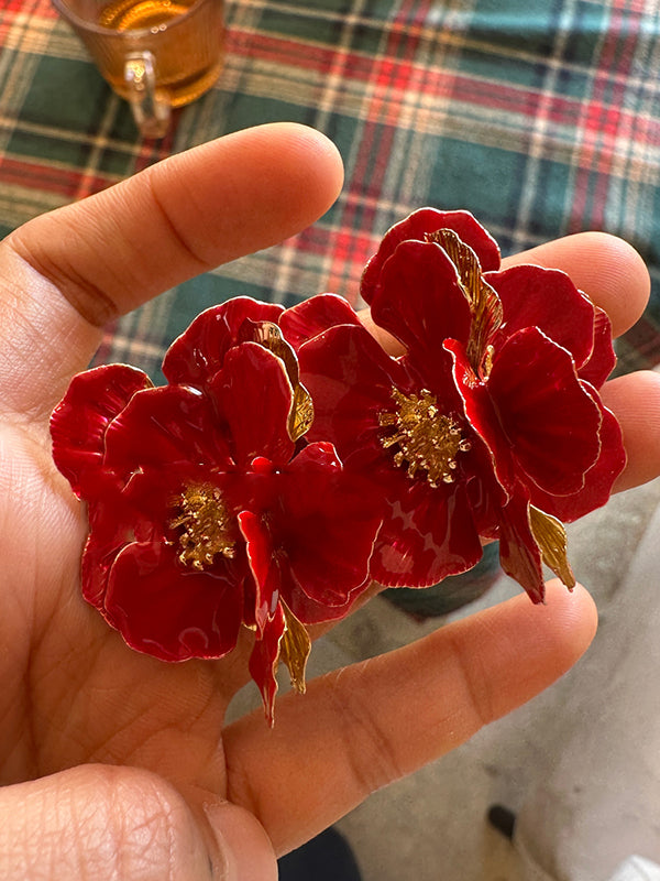 Flower Shape Three-Dimensional Flower Earrings Accessories