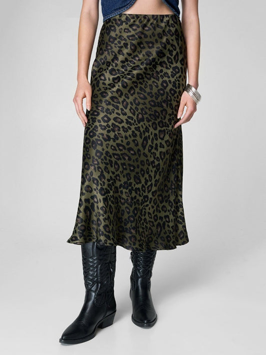 High-Waisted Leopard Print Skirt Bottoms