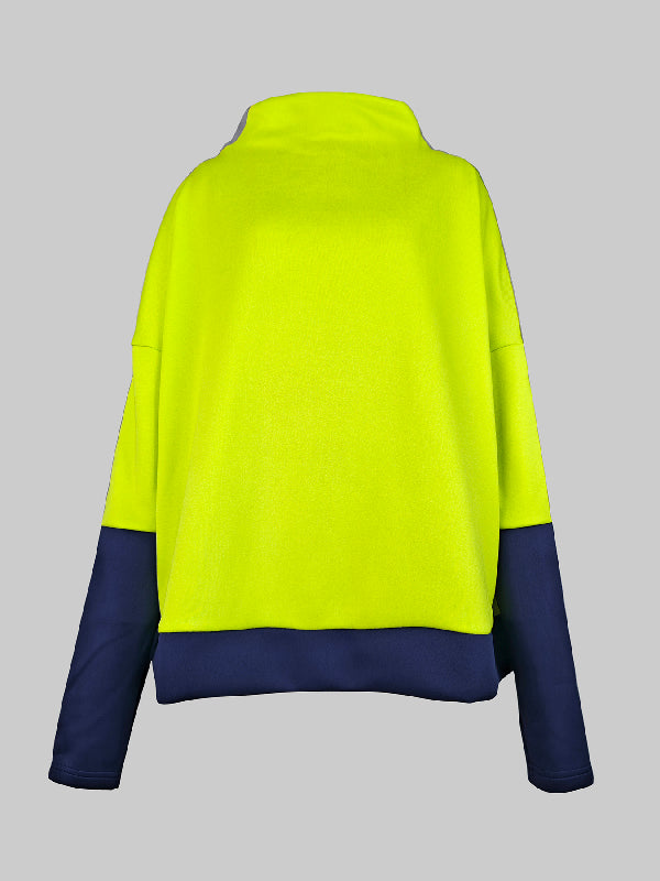 Long Sleeves Contrast Color Split-Joint High Neck Hoodies&Sweatshirt Sweatshirt Tops Tops