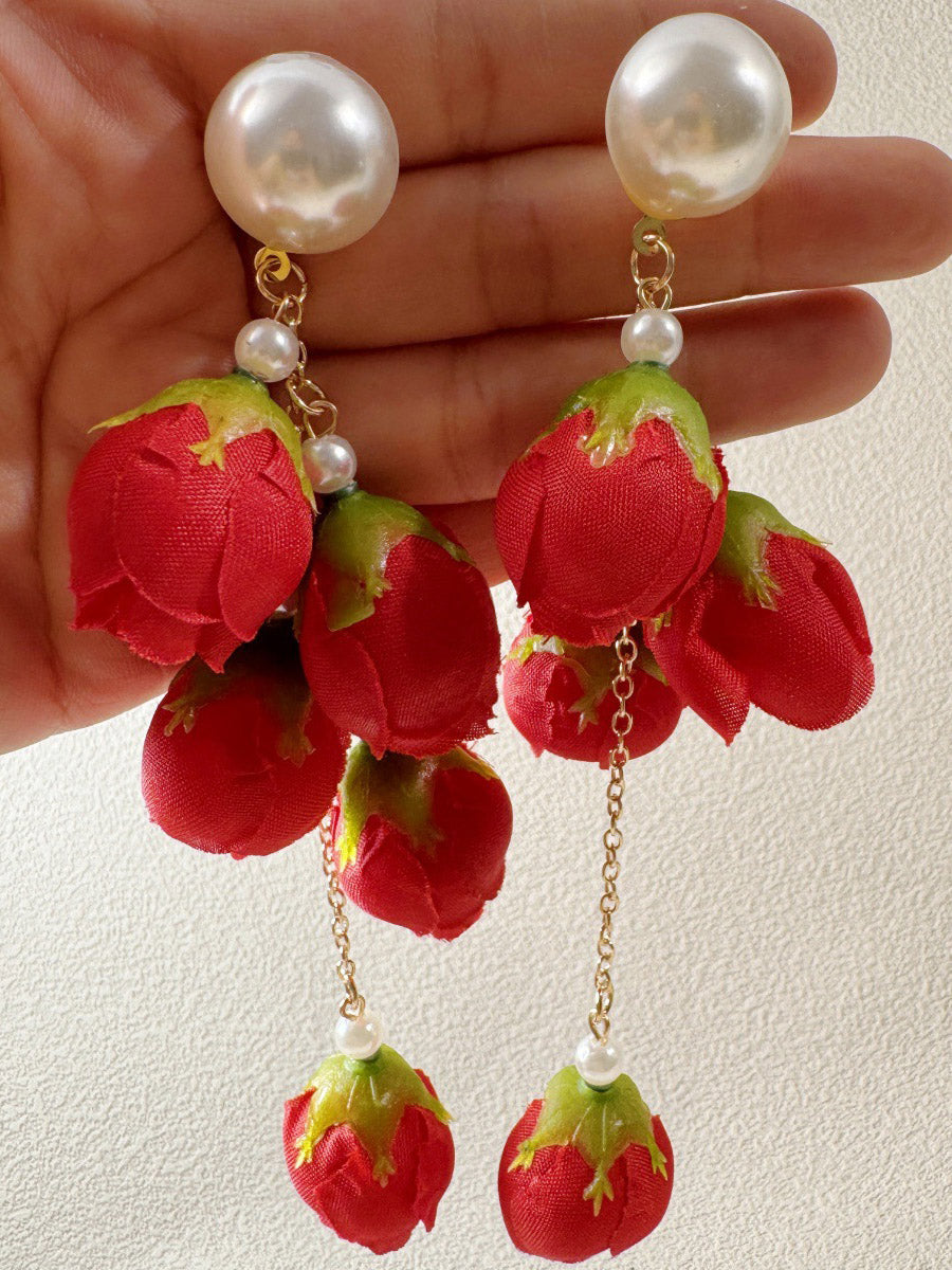 Tasseled Flower Shape Drop Earrings