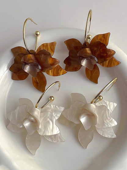 Flower Shape Solid Color Earrings Accessories