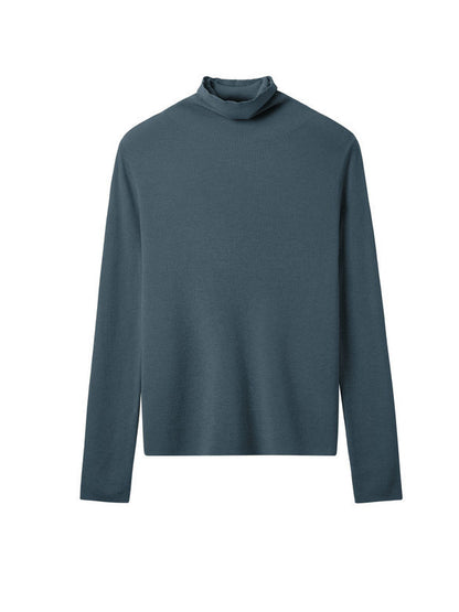 Long Sleeves Skinny Solid Color High-Neck Knitwear Pullovers Sweater Tops