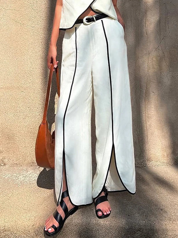 Straight Leg Split-Front Split-Joint Pants Trousers