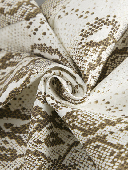 High Waisted Loose Elasticity Pockets Snakeskin Printed Pants Trousers