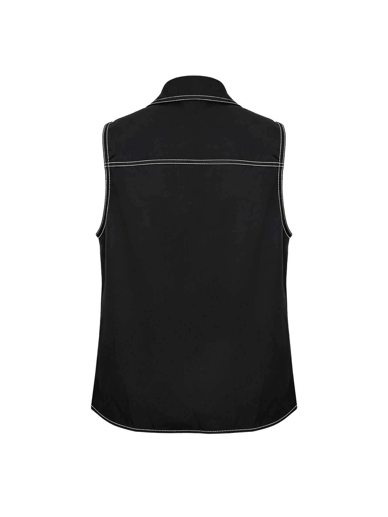 Loose Sleeveless Line Solid Color Lapel Vest Top