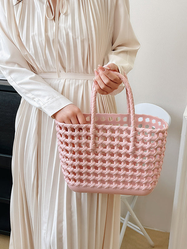 Hollow Solid Color Handbags