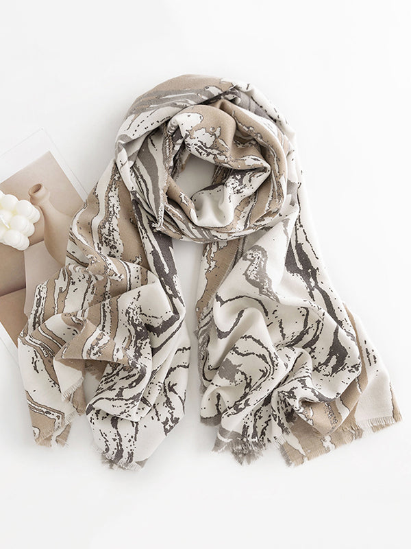 Keep Warm Printed Tasseled Shawl&Scarf