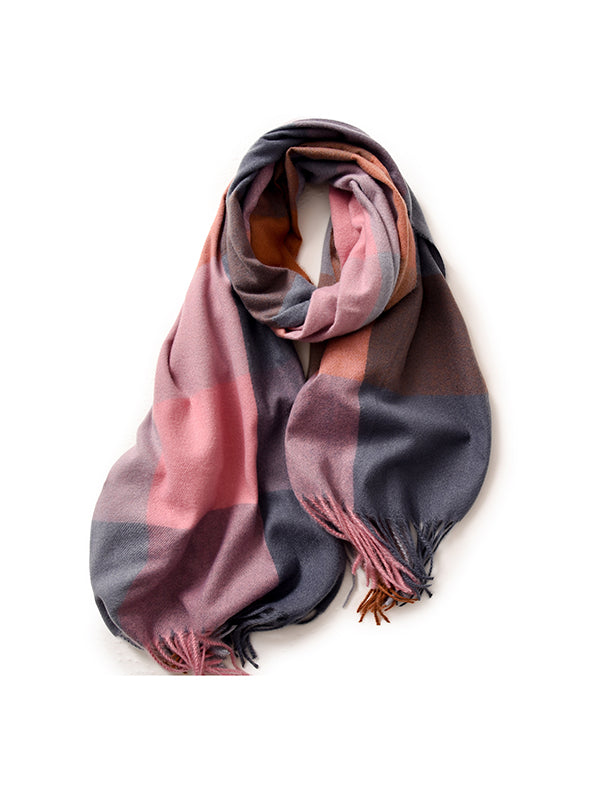 Keep Warm Plaid Tasseled Shawl&Scarf