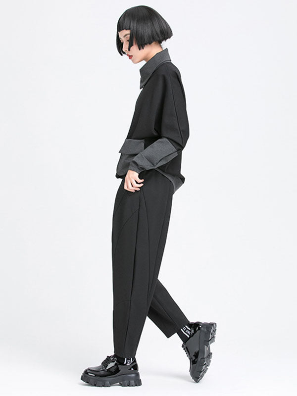 Simple Harem Pants Loose Elasticity Solid Color Casual Pants Bottoms