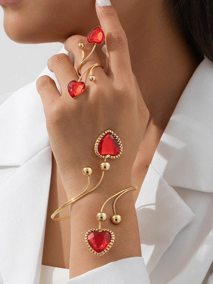 Irregularity Geometric Rhine Stones Shiny Bracelet Accessories Rings Accessories Sets
