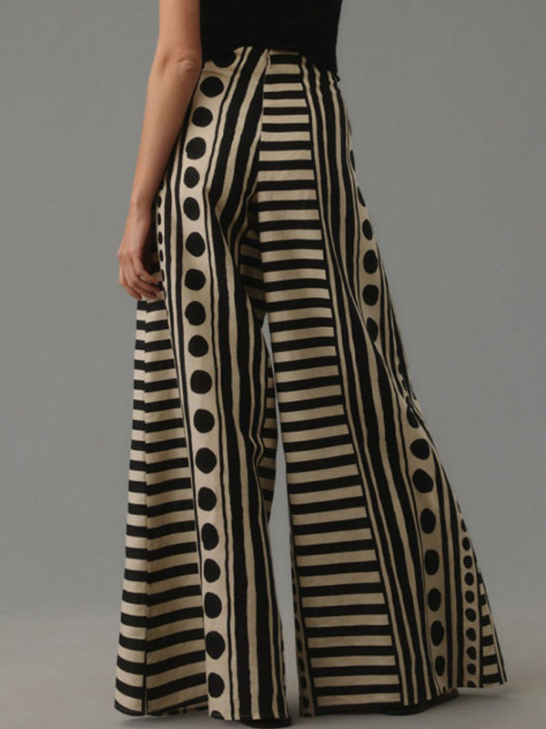Loose Wide Leg Polka-Dot Striped Casual Pants Bottoms Trousers