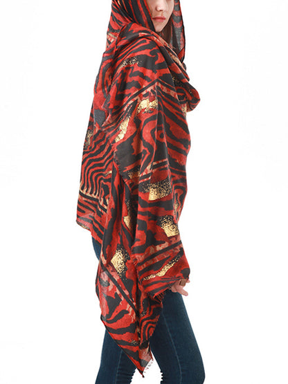 Contrast Color Tiger Printed Shawl&Scarf