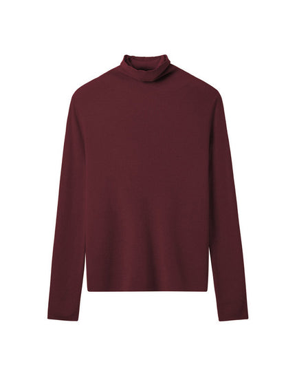 Long Sleeves Skinny Solid Color High-Neck Knitwear Pullovers Sweater Tops