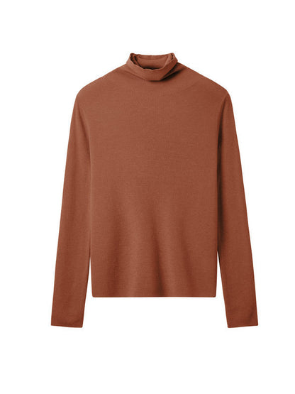 Long Sleeves Skinny Solid Color High-Neck Knitwear Pullovers Sweater Tops