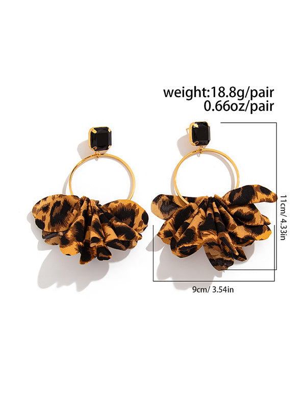 Geometric Leopard Three-Dimensional Flower Drop Earrings