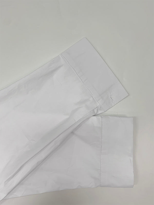 A-Line High-Low Buttoned Pockets Printed Split-Side Stand Collar Blouses&Shirts Tops